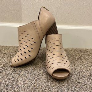 Clarks, open toe, zipper back shoe